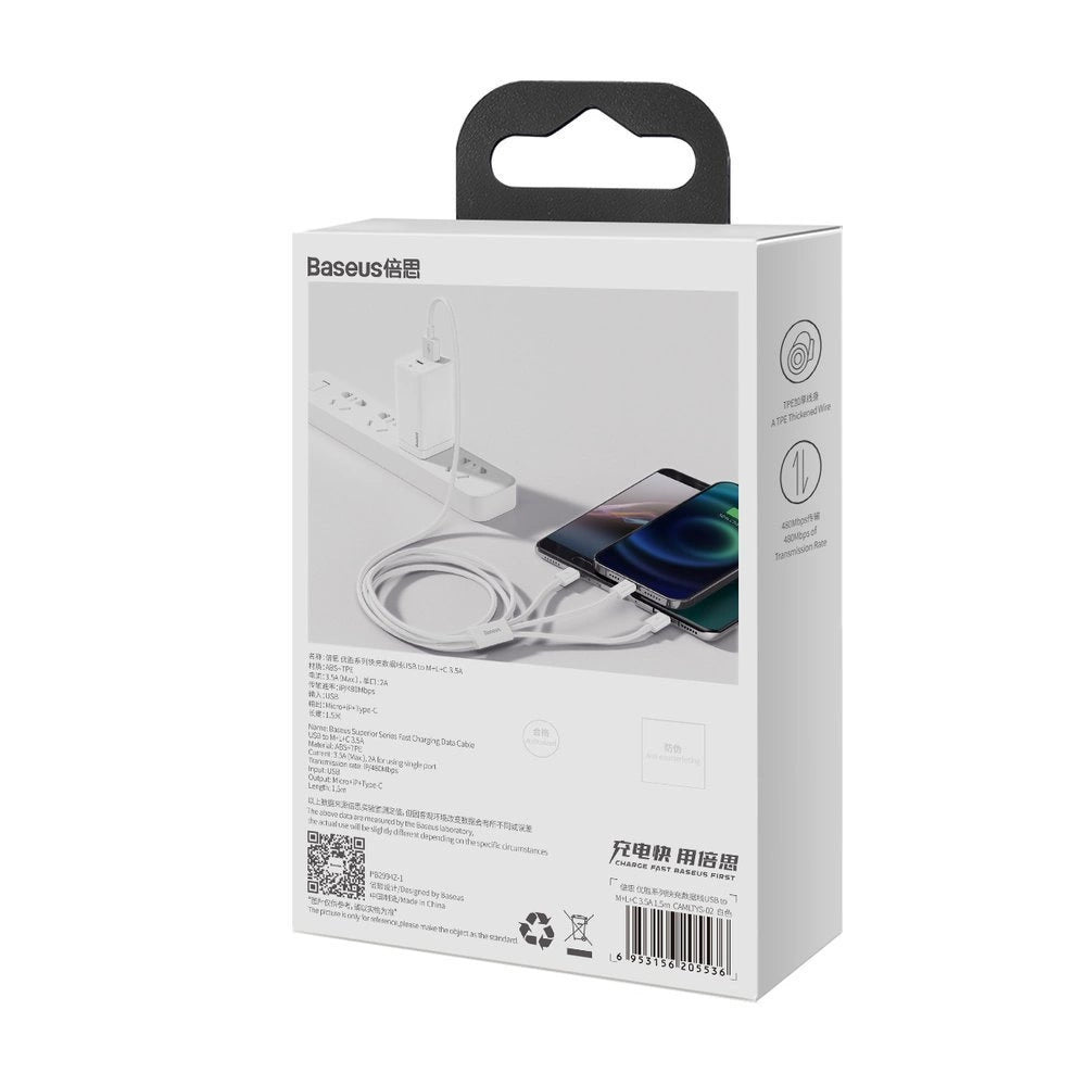 Superior 3in1 USB cable - Lightning / USB Type C / micro USB