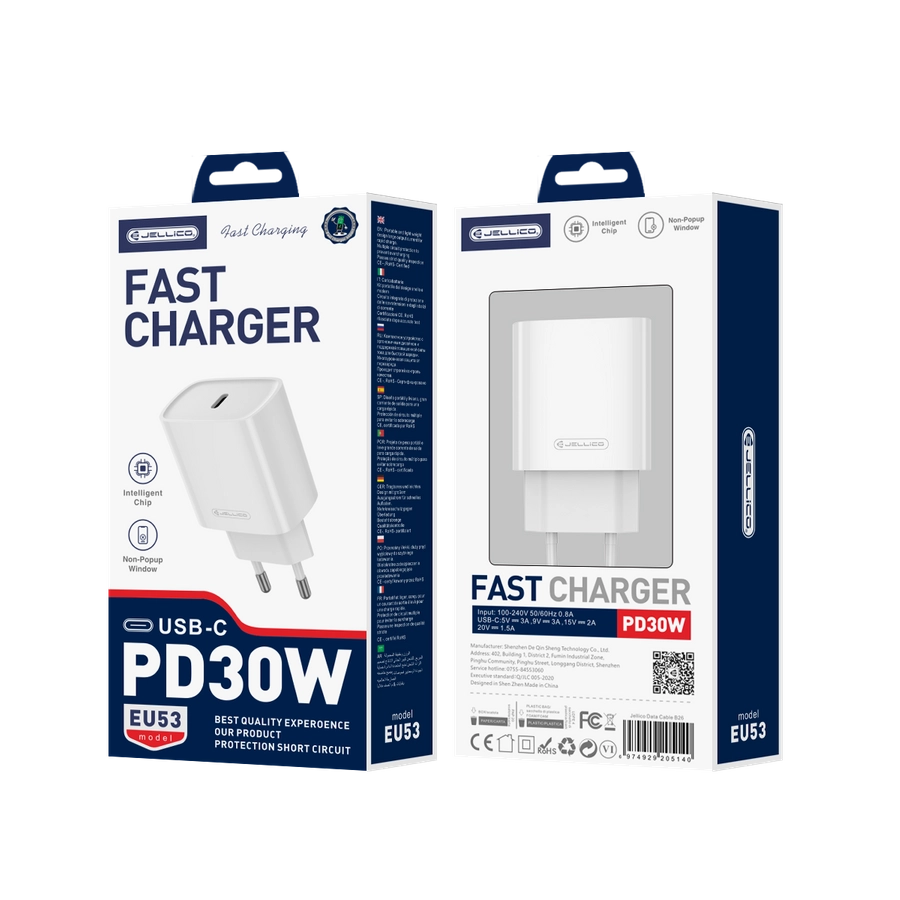 30W PD Wall Charger -JELLICO EU53 (White)