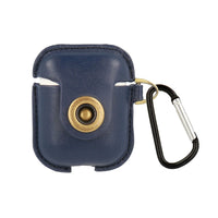 LEATHER CASE FOR AIRPODS HEADPHONES - NAVY BLUE