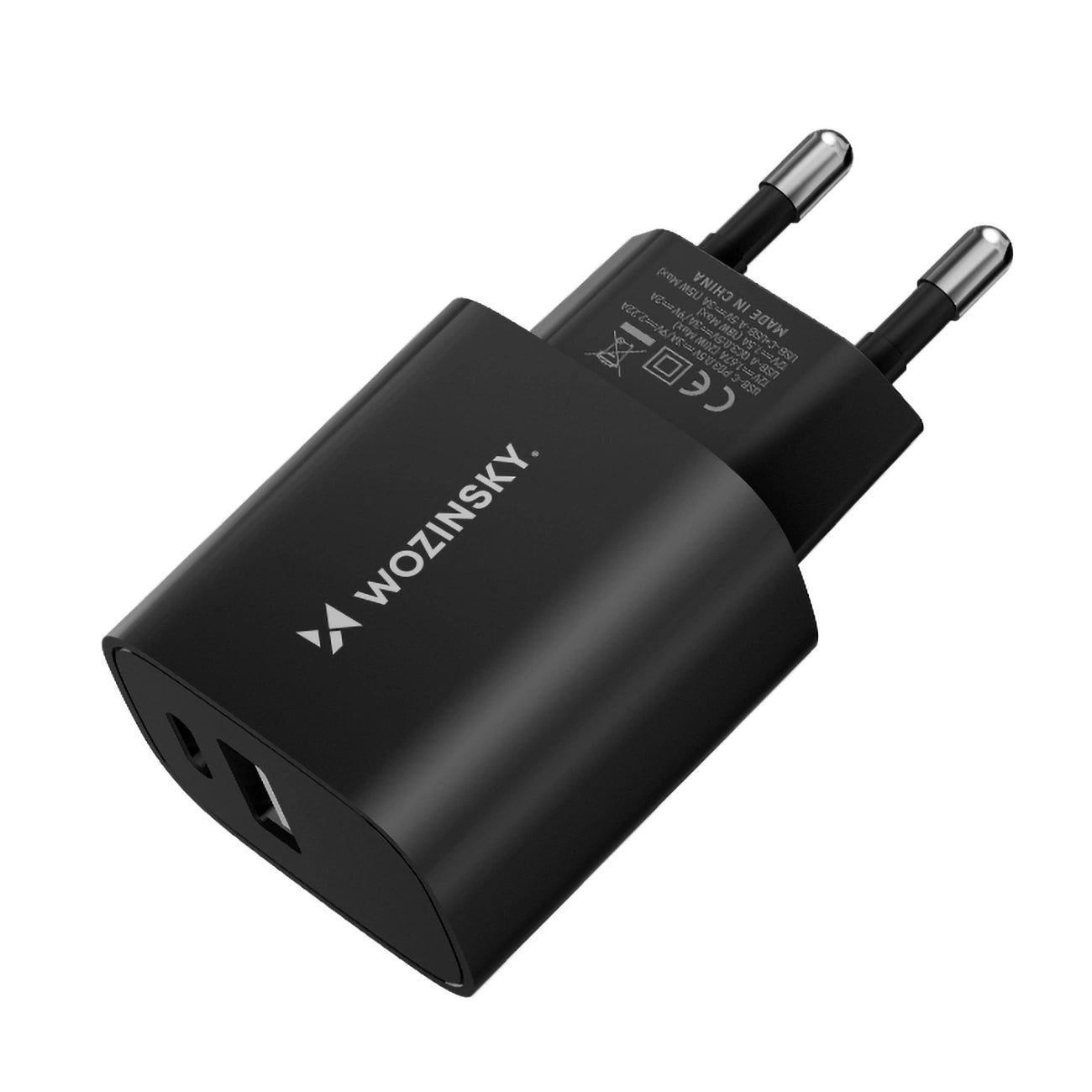 Wozinsky 20W USB-A USB-C Wandladegerät - schwarz