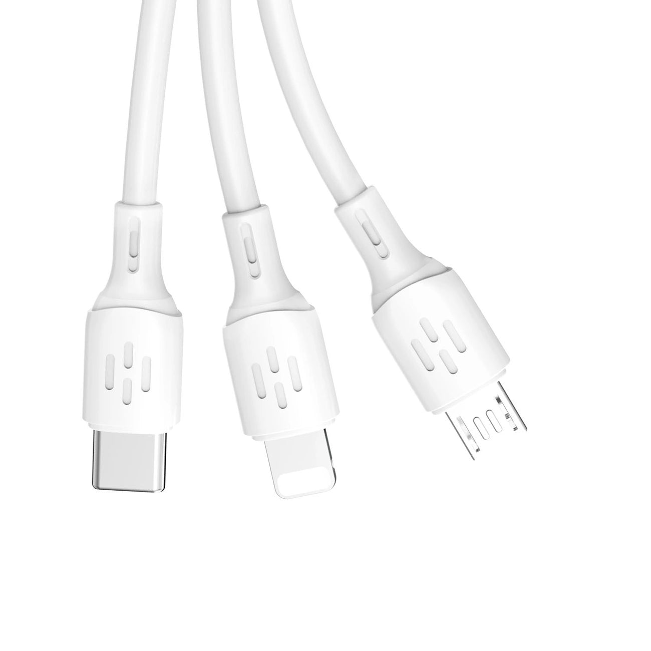 3in1 USB Cable - USB C / Micro USB / Lightning - 6A - 1.2m - White - MIZO.at