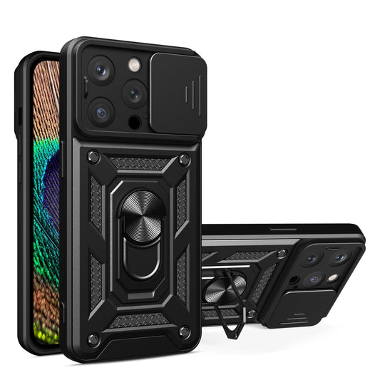 iPhone 15 Pro Max  Hybrid Armor Camshield Case with Camera Cover in Black - MIZO.at