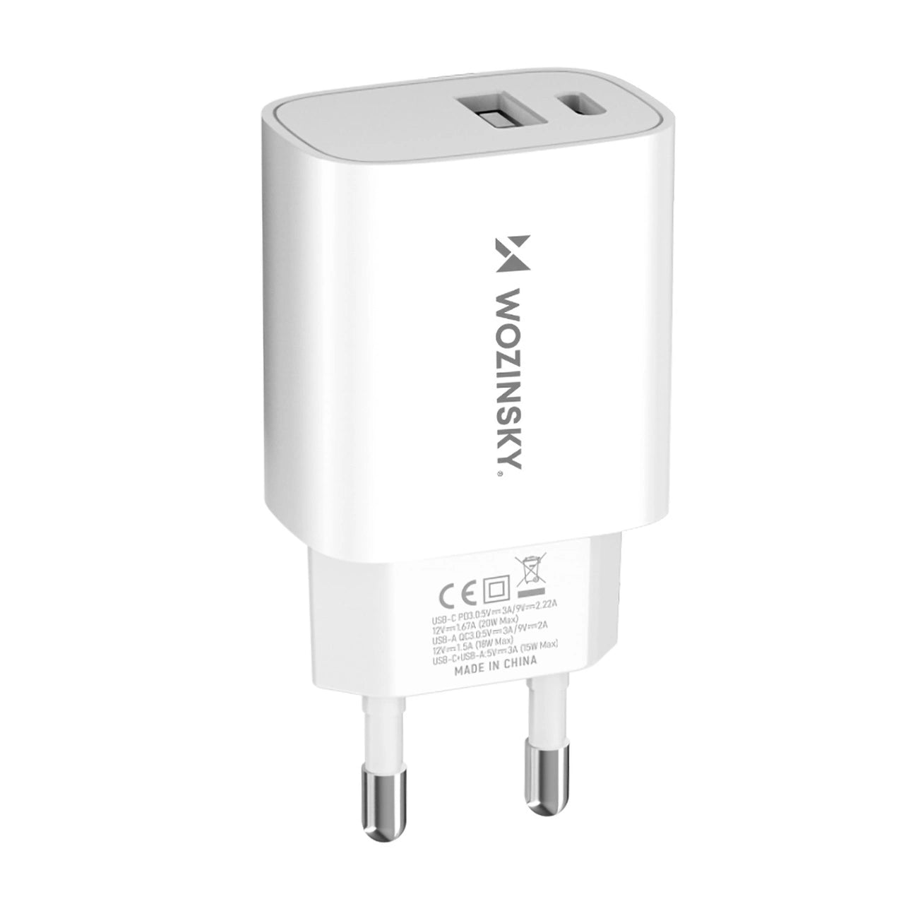 Wozinsky 20W USB-A USB-C Wandladegerät - Weiß