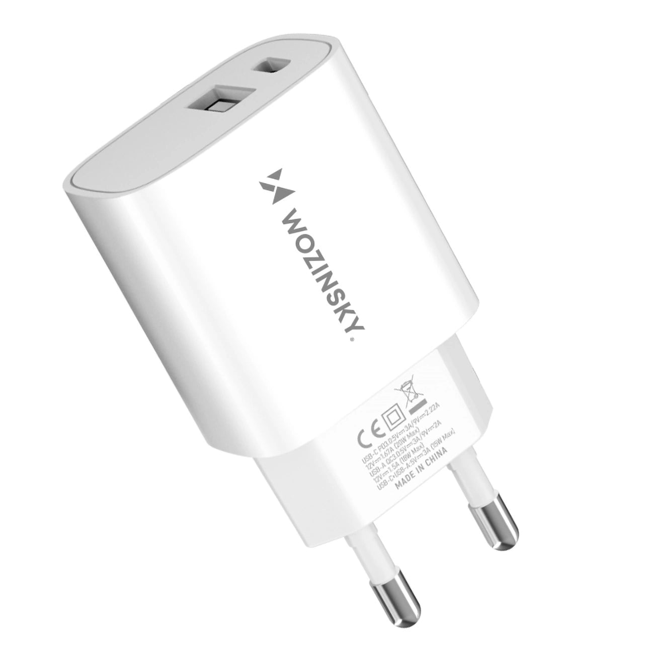 Wozinsky 20W USB-A USB-C Wandladegerät - Weiß