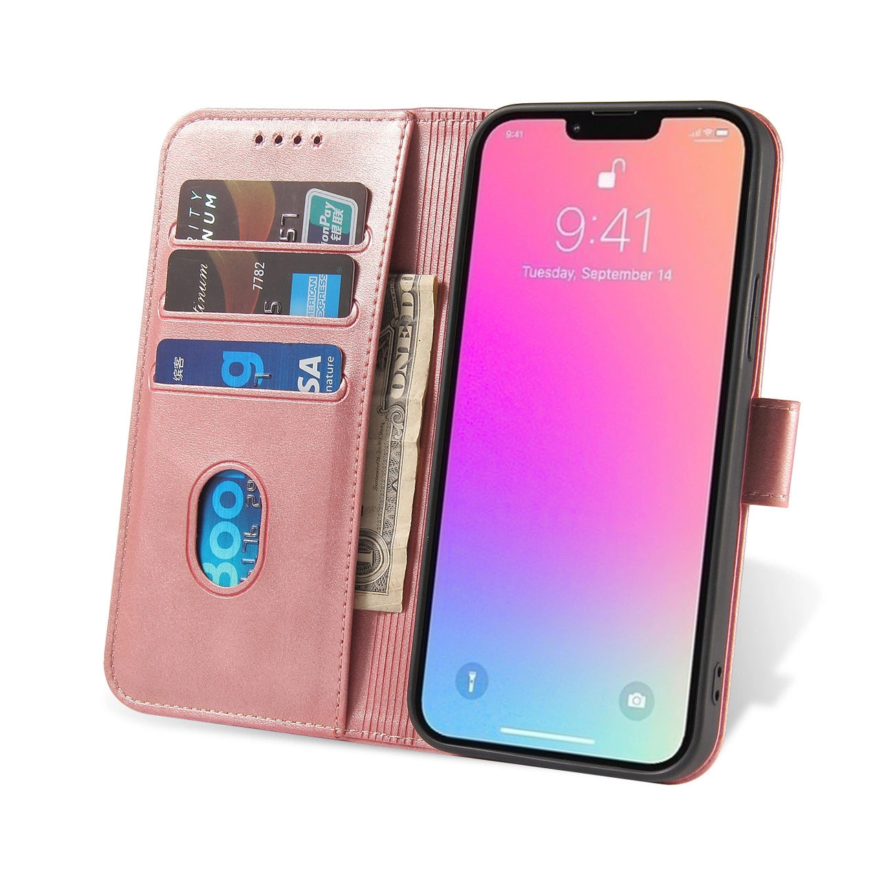 iPhone 15 Pro Max Magnet Flip Case | Pink, Magnetic Protection - MIZO.at