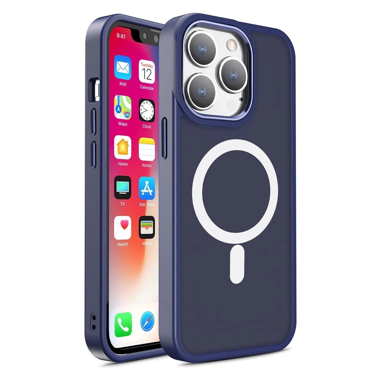 iPhone 14 Pro Max Armored Matte Case | Blue, MagSafe Compatible - MIZO.at