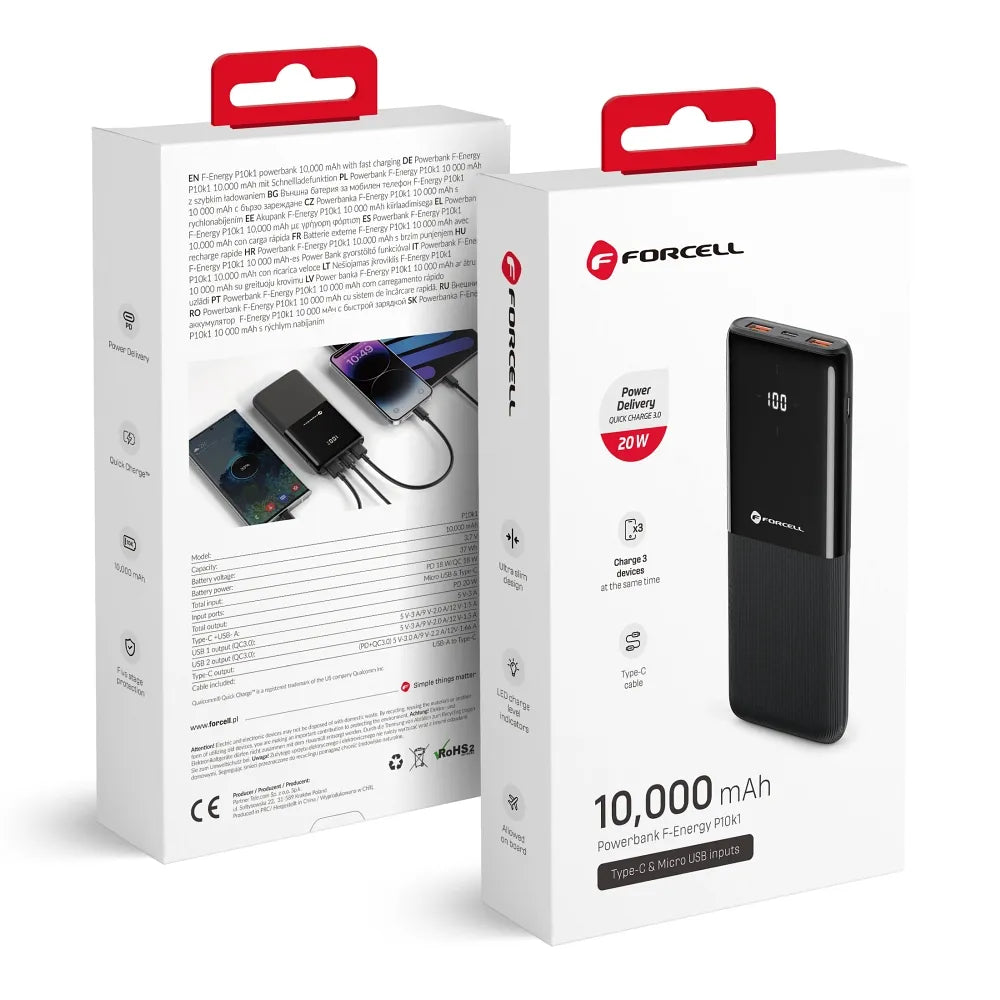 F-Energy P10k1 Power Bank - Black - MIZO.at