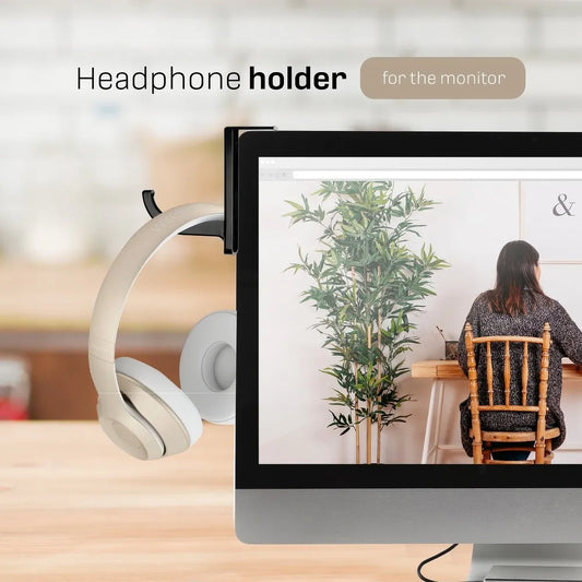 Headphone Holder for Monitor | Black, Desk Storage Solution - MIZO.at