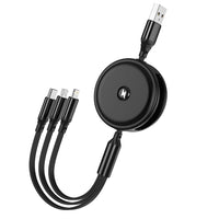 3-in-1 Ladekabel - 3,1A 1,2m - Jellico B19 - Schwarz