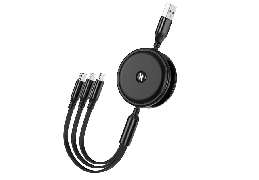 3-in-1 Ladekabel - 3,1A 1,2m - Jellico B19 - Schwarz