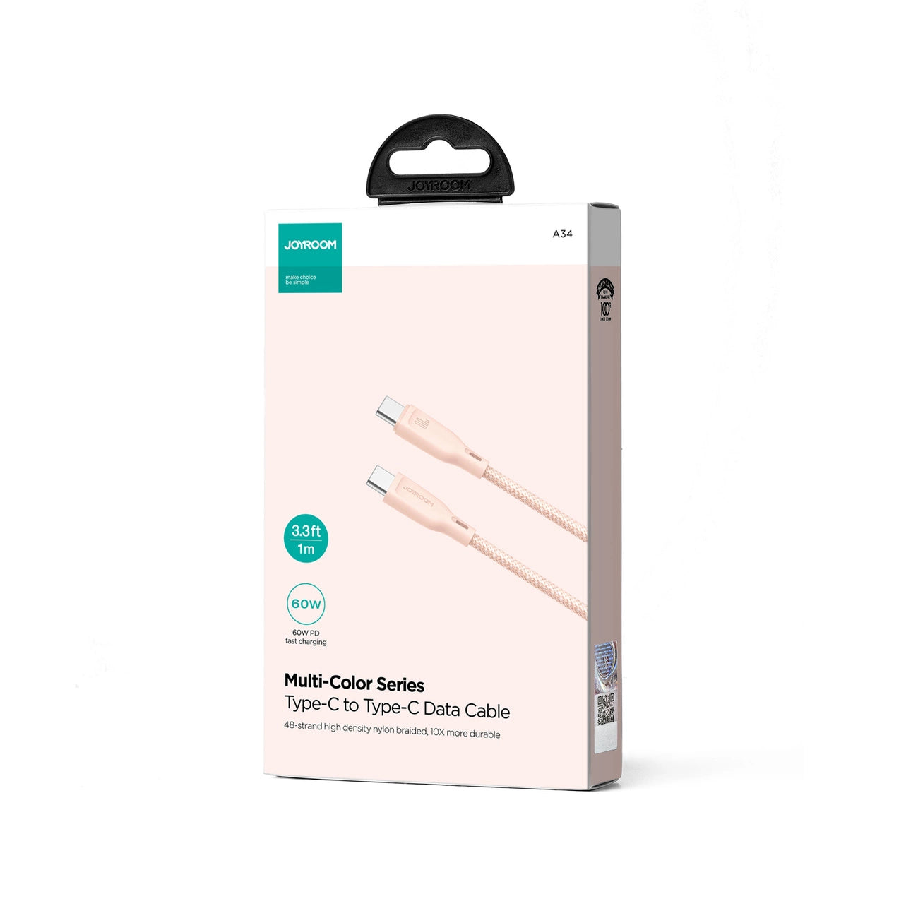 Joyroom 60W USB Type C 1M Cable - Pink - MIZO.at