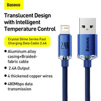 Lightning Crystal Shine Cable Series 2.4A 2m Blue (CAJY000103)