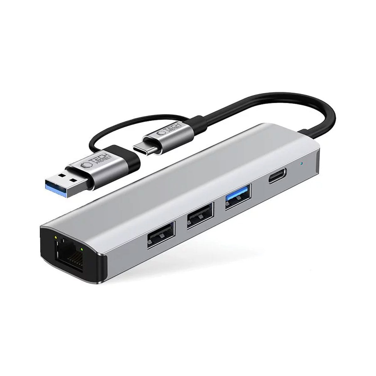 Tech-Protect HB03 5-in-1 USB-C Hub | Ethernet & USB Expansion, Space Grey - MIZO.at