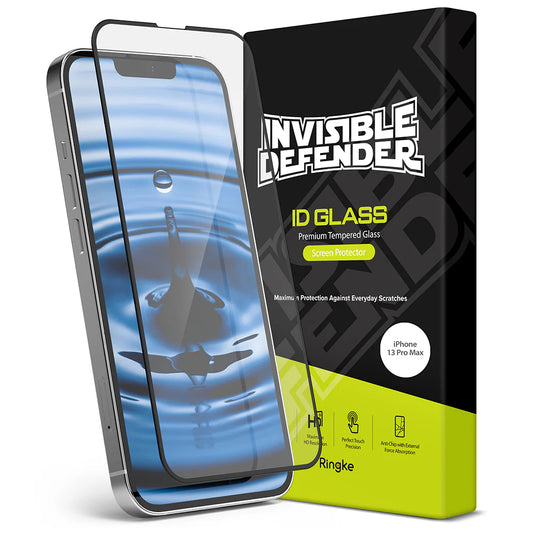 iPhone14 plus / 13 Pro Max Screen Protector Invisible Defender ID Tempered Glass Black