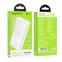 BOROFONE POWER BANK 20000MAH BJ27A PINDAR - 2XUSB - WHITE