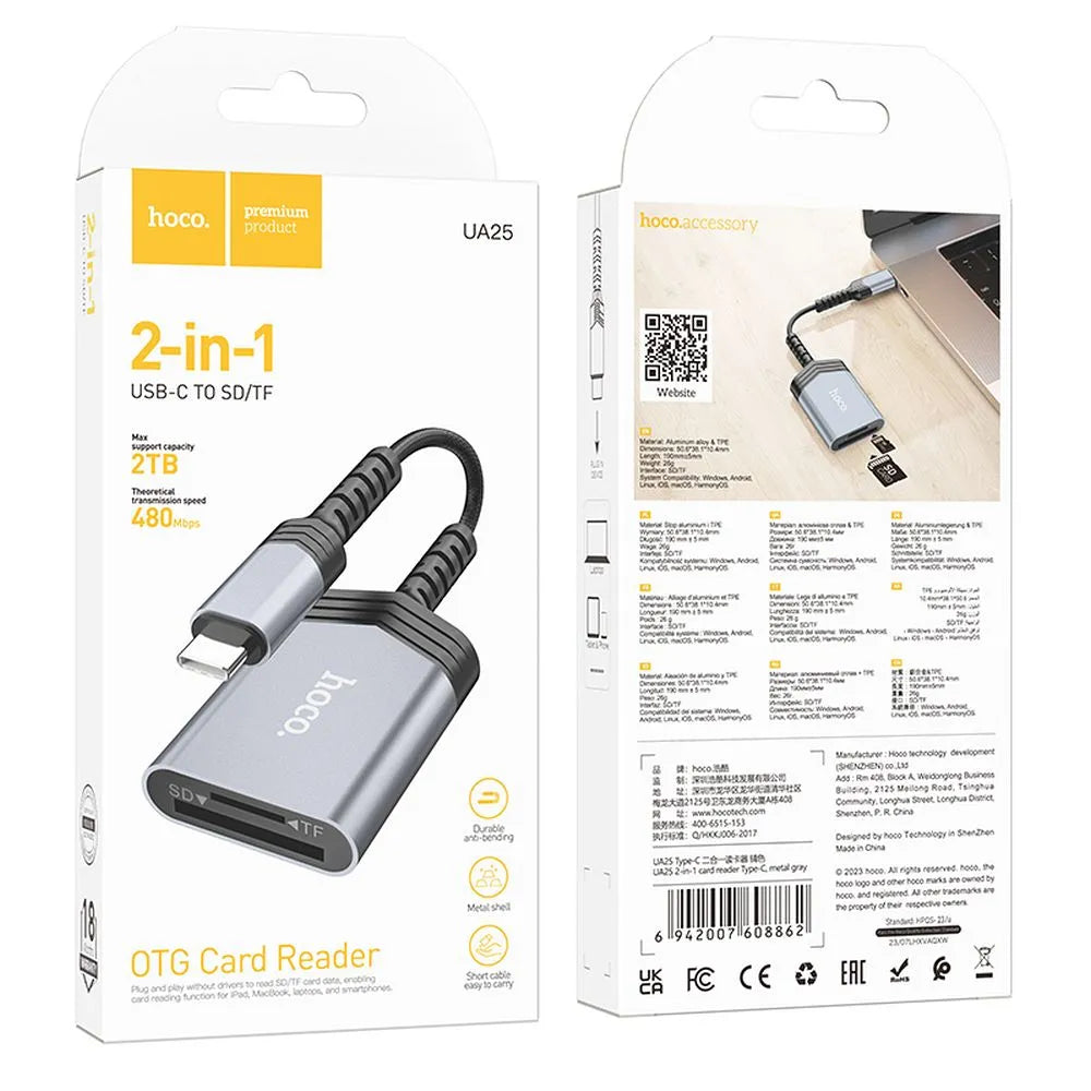 2-in-1 Type C Card Reader - Gray - MIZO.at