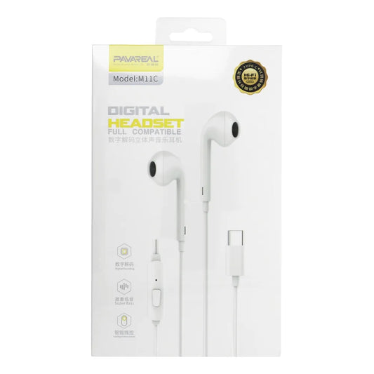 PAVAREAL Wired Earphones with Micro Type C - White - MIZO.at