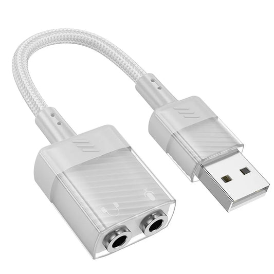 AUX USB to Dual 3.5mm Jack  Adapter - Grey - MIZO.at