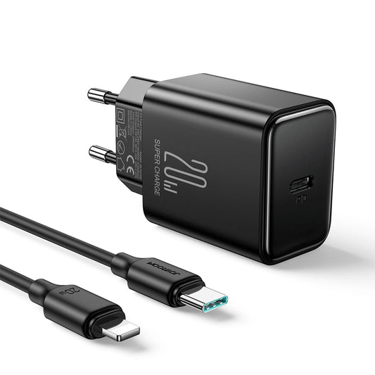 Travel Charger PD 20W with Type-C to Lightning cable, 1m, Black (JR-TCF06)