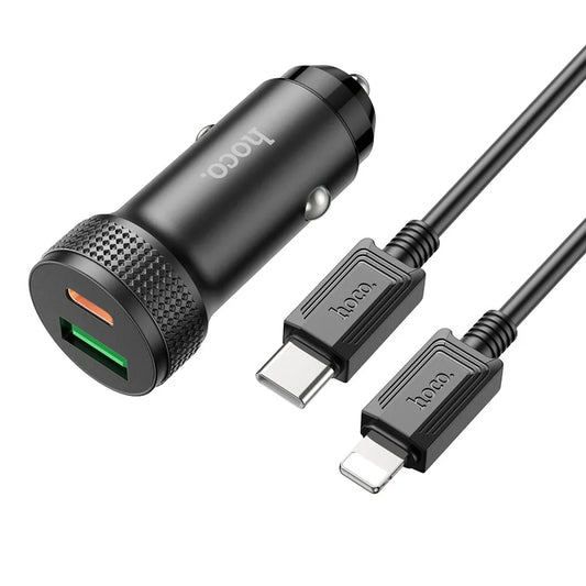 Car Charger with Type C to Lightning Cable - Black - MIZO.at