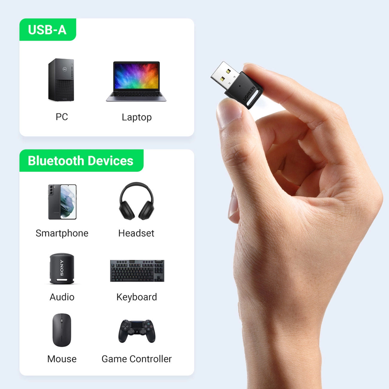 Ugreen USB 5.0 Bluetooth Adapter - Black - MIZO.at