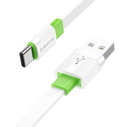 BOROFONE BX89 UNION CABLE - USB TO TYPE C - 3A 1 METER WHITE-GREEN