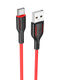 BX63 CHARMING - USB AUF TYP C - 3A 1 METER SCHWARZ-ROT