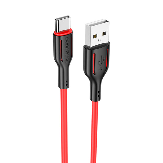 BX63 CHARMING - USB TO TYPE C - 3A 1 METER BLACK-RED