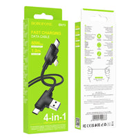 Borofone BX73 4-in-1 Cable | USB, Type-C, Lightning, 5A, 1 Meter | Black - MIZO.at