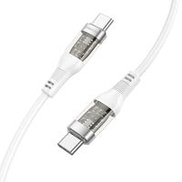 BOROFONE BU37 TRANSPARENT EXPLORATION CABLE - TYPE C TO TYPE C - 60W 1.2 METERS WHITE