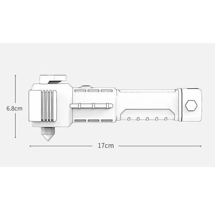 LT2 Rettungs-Taschenlampe (Hammer, Cutter, Magnet) wasserdicht - Rot