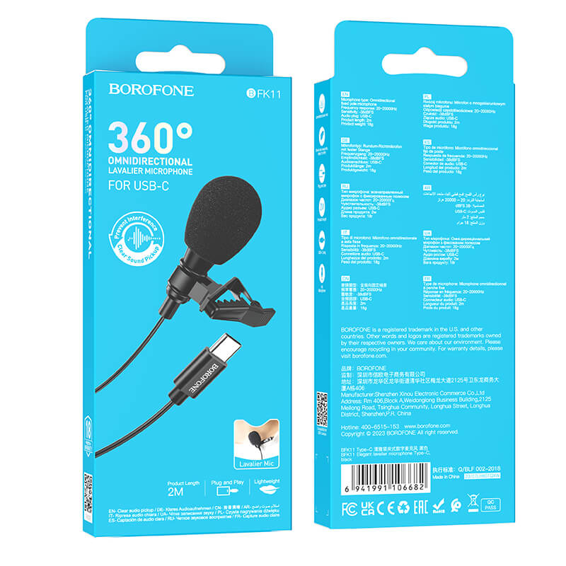 Elegant Type C Lavalier Microphone | Omnidirectional, Black - MIZO.at