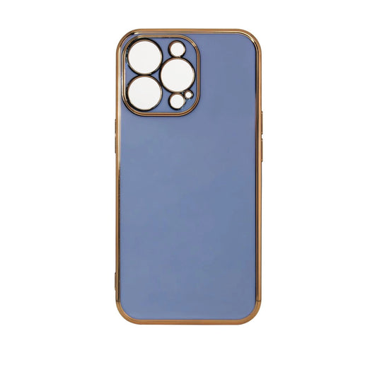 iPhone 13 Pro Lighting Color Case - Blue Gel Cover with Golden Frame - MIZO.at