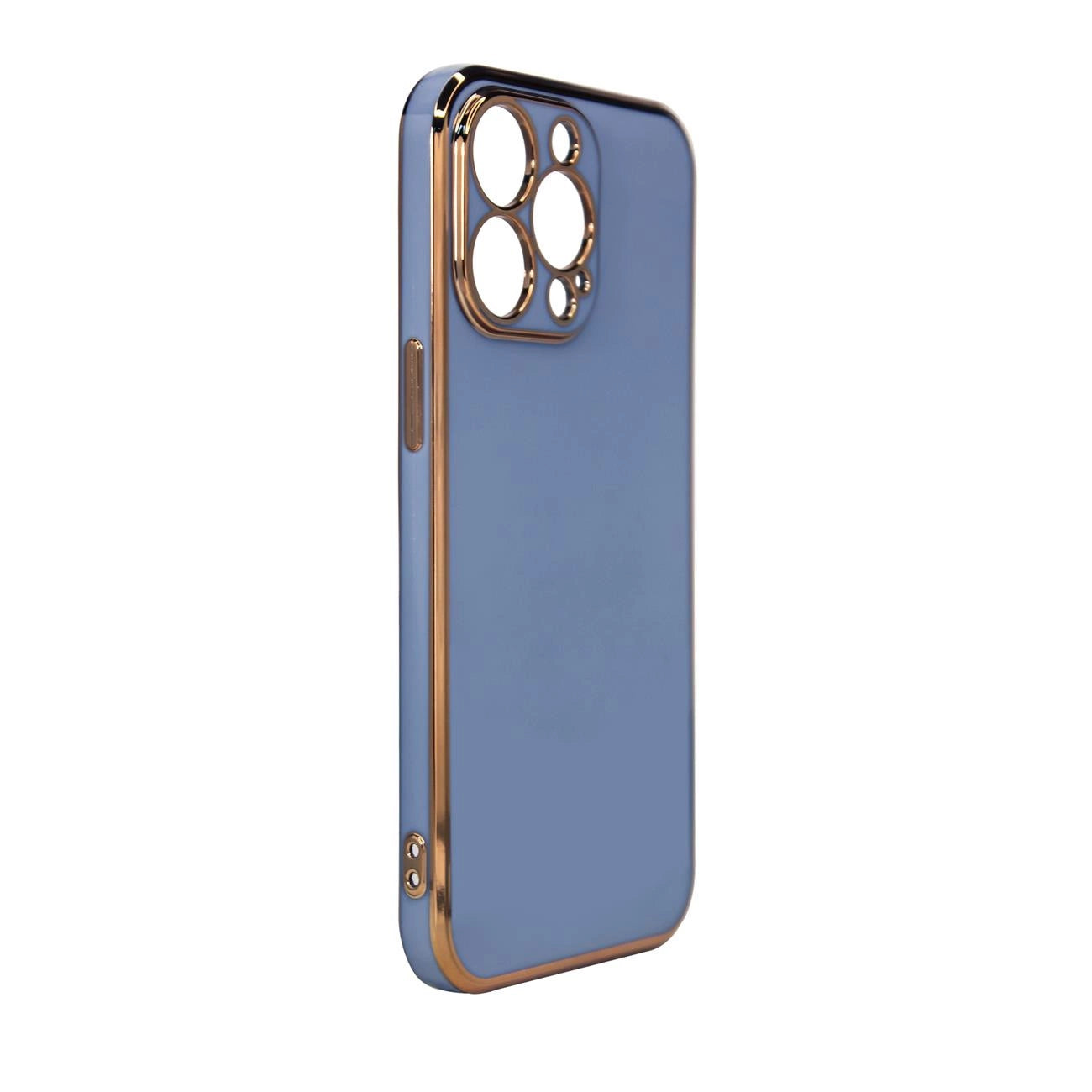 iPhone 13 Pro Lighting Color Case - Blue Gel Cover with Golden Frame - MIZO.at