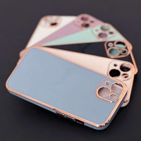 iPhone 13 Pro Lighting Color Case - Blue Gel Cover with Golden Frame - MIZO.at