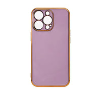 iPhone 12 Pro Max Lighting Color Case - Purple Gel Cover with Golden Frame - MIZO.at