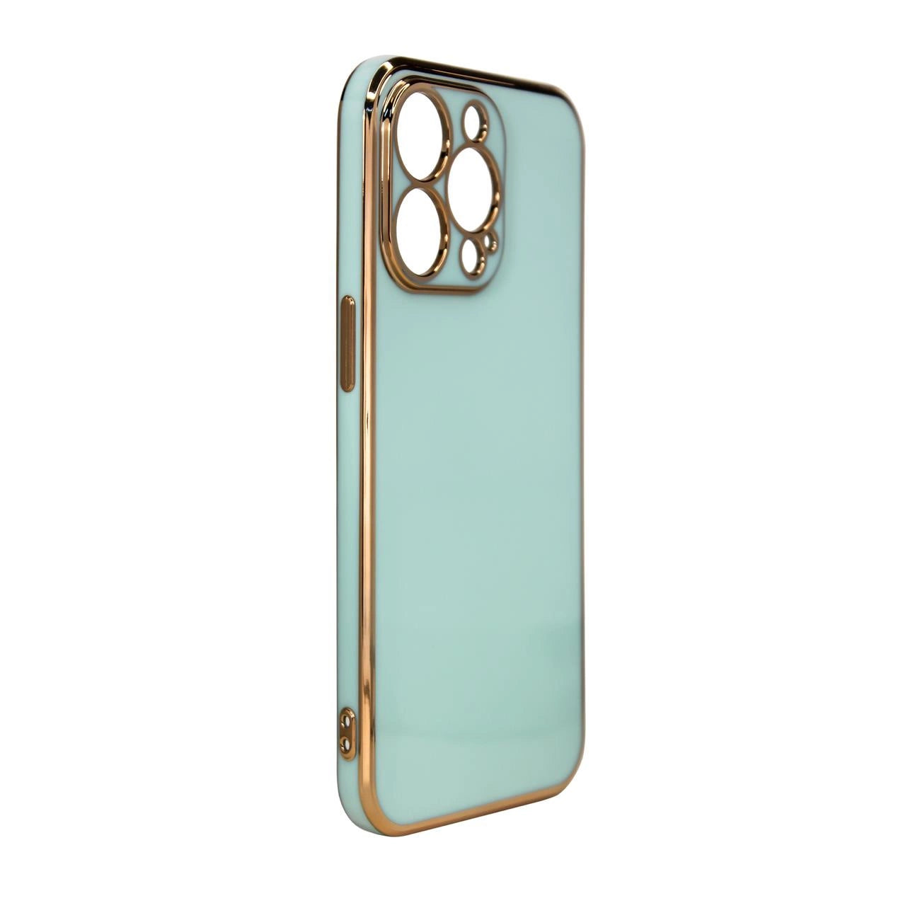 iPhone 12 Pro Max Lighting Color Case - Mint Green Gel Cover with Golden Frame - MIZO.at