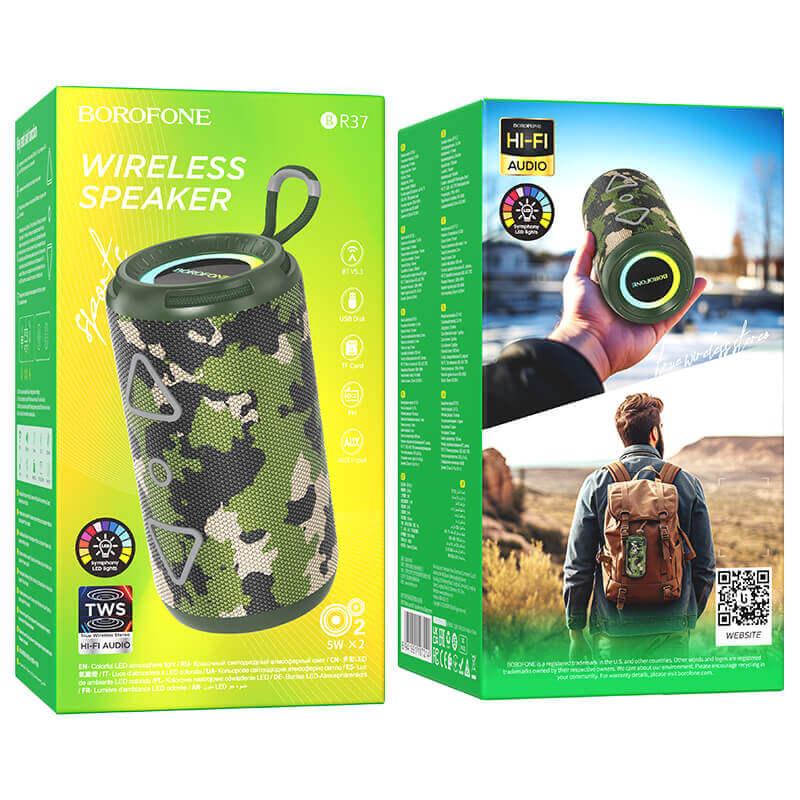 Wireless Bluetooth Speaker BR37 Noble Green Camo | 5W Power - MIZO.at