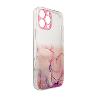 iPhone 12 Pro Max Marble Case - Transparent Gel Cover with Pink Marble Pattern - MIZO.at