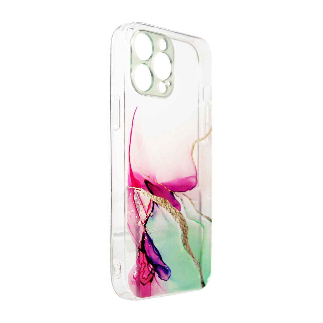 iPhone 12 Marble Case - Transparent Gel Cover with Marble Pattern in Mint - MIZO.at