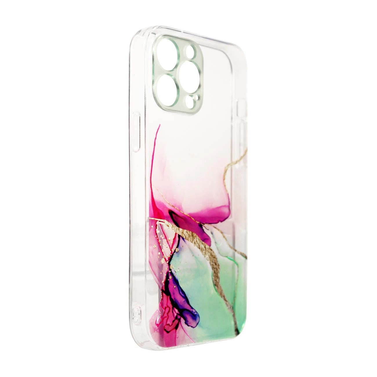 iPhone 12 Pro Max Marble Case for - Transparent Gel Cover with Marble Pattern in Mint - MIZO.at