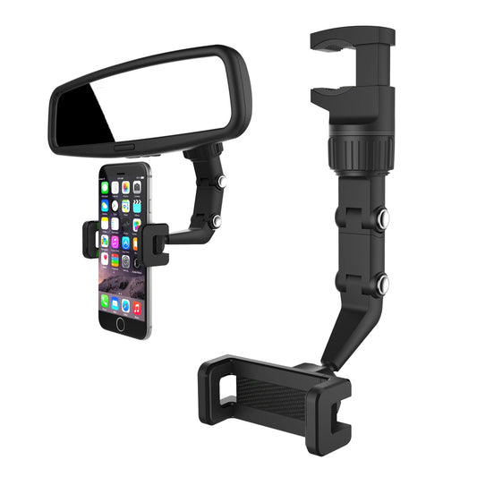Adjustable Car Rearview Mirror Holder for Smartphone - Black - MIZO.at