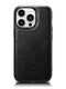 iPhone 14 Pro Max Genuine Leather iCarer Case - Leather Oil Wax  - Black - MIZO.at