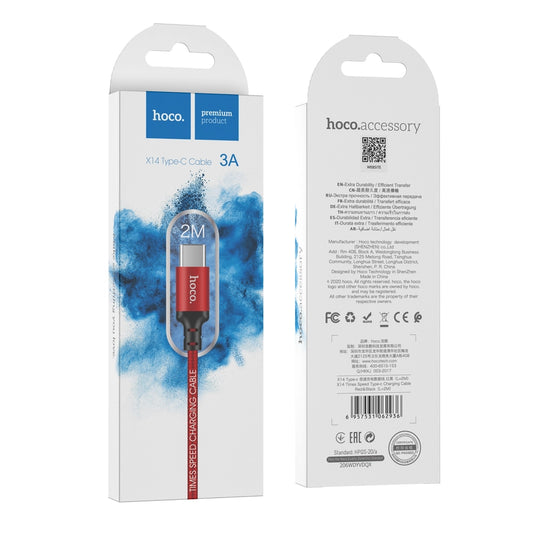 2M X14 USB-C Cable - HOCO - Red