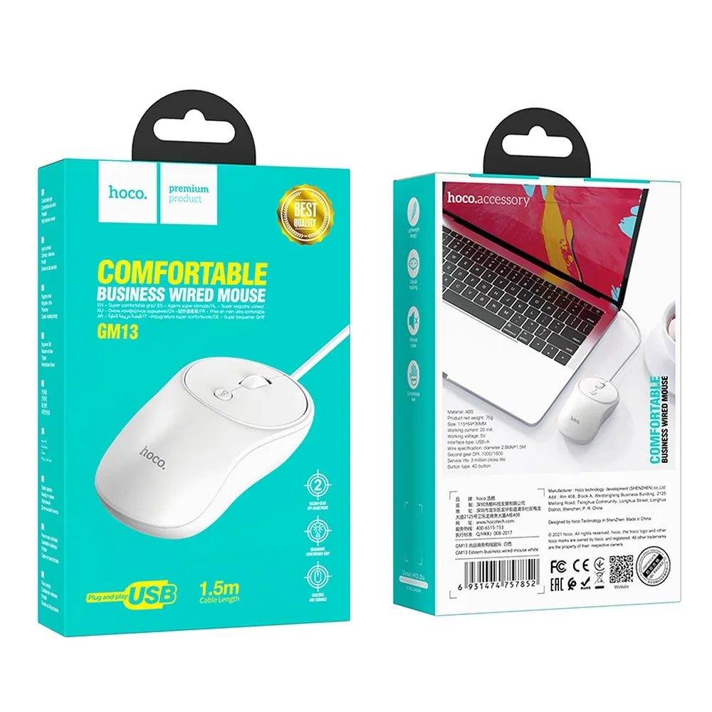 Esteem Wired Mouse GM13 - White - MIZO.at
