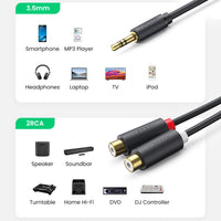 Ugreen Audio Adapter to 2xRCA Female Cable 0.25m Gray - MIZO.at