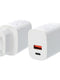 Dual Port USB-A & USB Type-C Power Adapter Travel Charger Total Output 38W, White Bulk