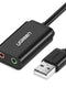 External Sound Card & Music Adapter USB to 3.5mm Mini Jack – 15cm Black