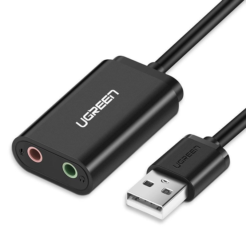 External Sound Card & Music Adapter USB to 3.5mm Mini Jack – 15cm Black