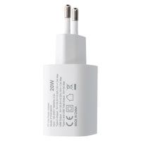 Dual Port USB-A & USB Type-C Power Adapter Travel Charger Total Output 38W, White Bulk